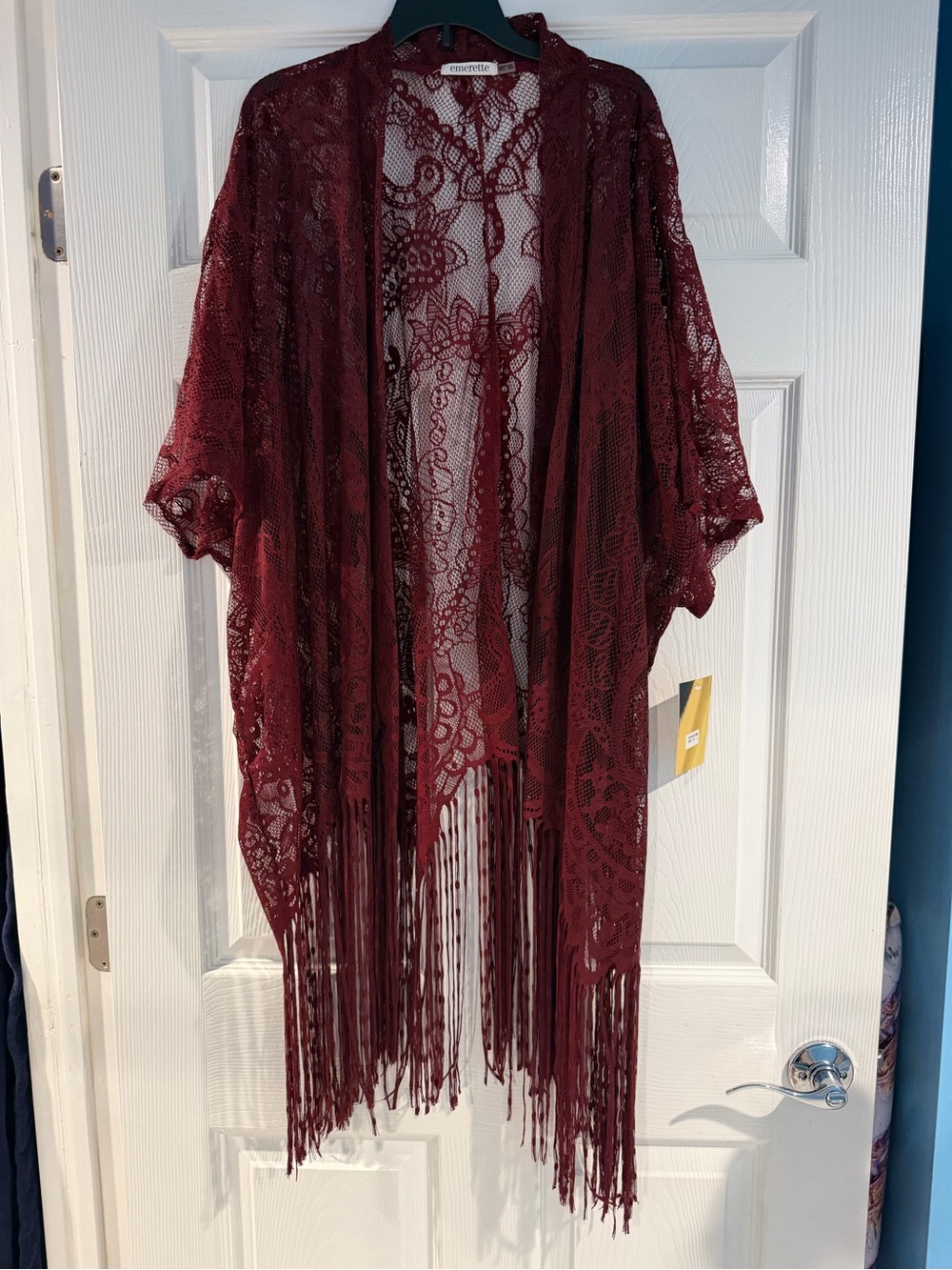 Emerate Burgundy Lace Fringe Wrap
